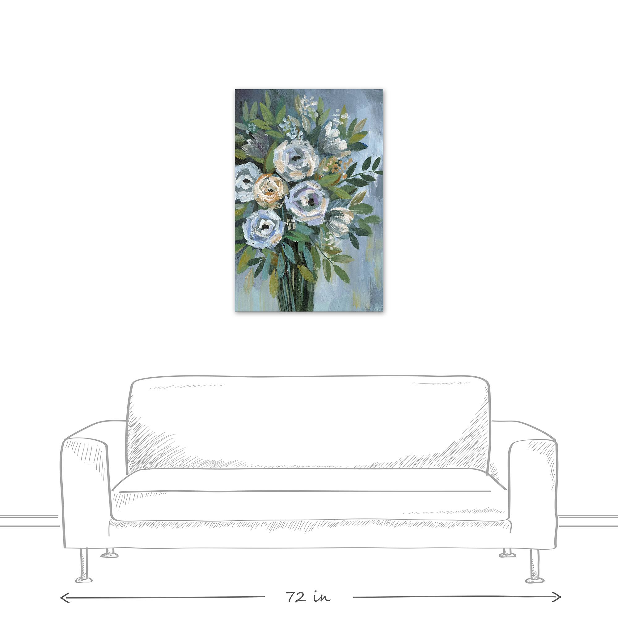 Blue Floral Bouquet Canvas Wall Art